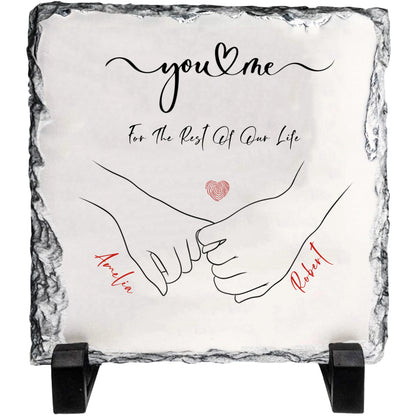 Personalized Couple Rock Slate – Custom Holding Hands Stone Plaque with Names