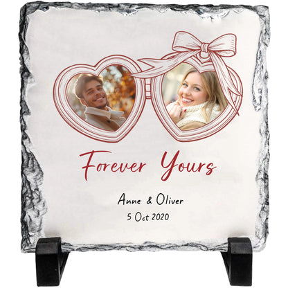 Personalized Couple Memory Rock Slate – Custom Heart Photo Stone Plaque with Names & Message