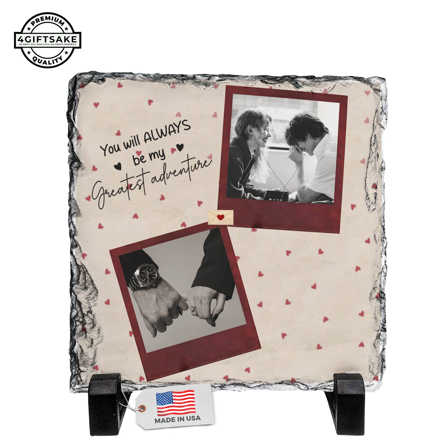 Personalized Couple Photo Rock Slate Plaque – Custom Couple Photo