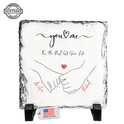Personalized Couple Rock Slate – Custom Holding Hands Stone Plaque with Names