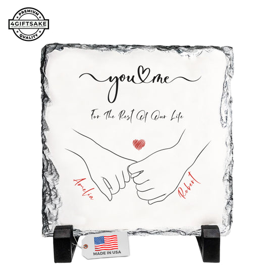 Personalized Couple Rock Slate – Custom Holding Hands Stone Plaque with Names