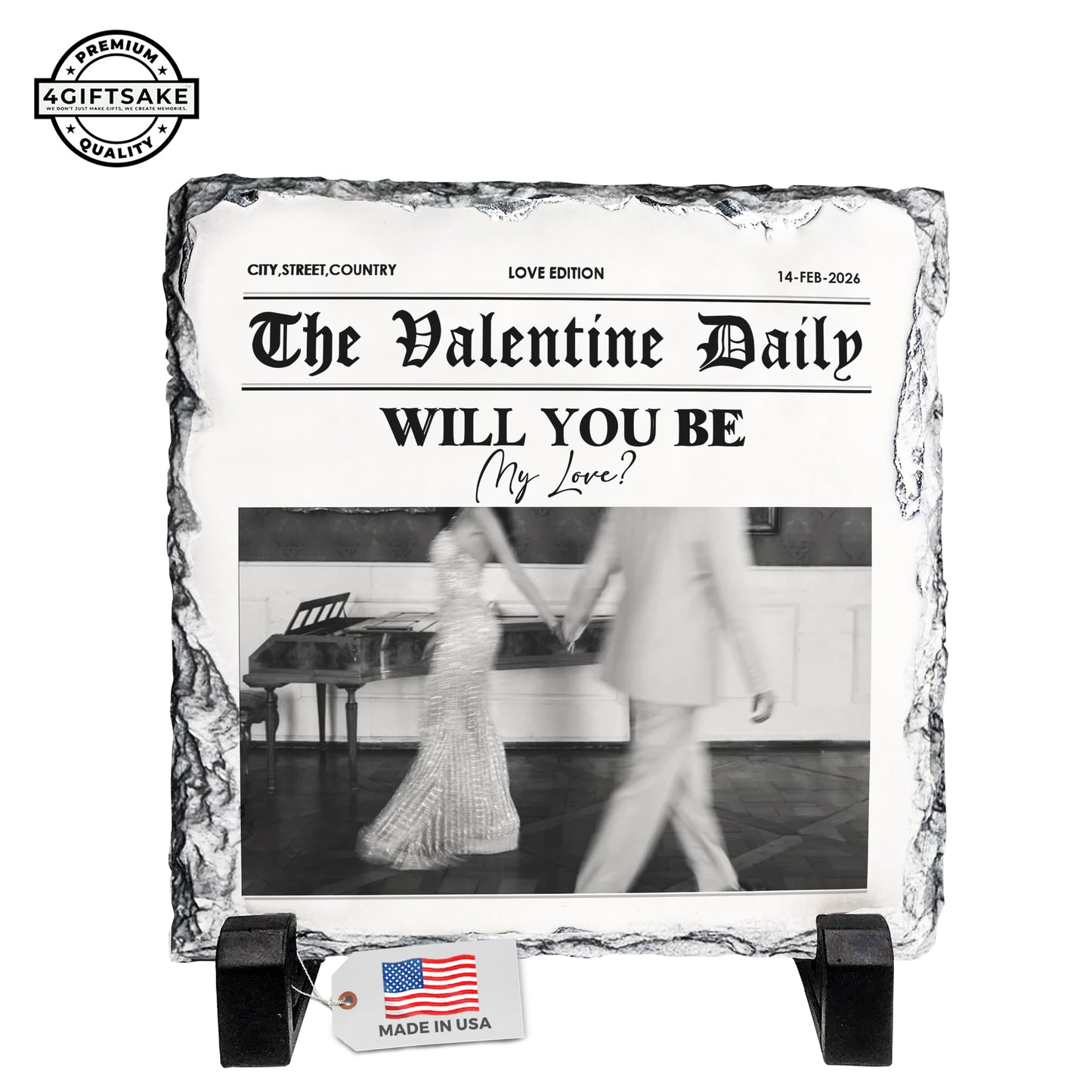The Valentine Daily Slate Plaque – Personalized Couple Photo Valentine Gift
