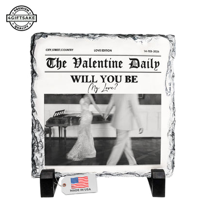 The Valentine Daily Slate Plaque – Personalized Couple Photo Valentine Gift