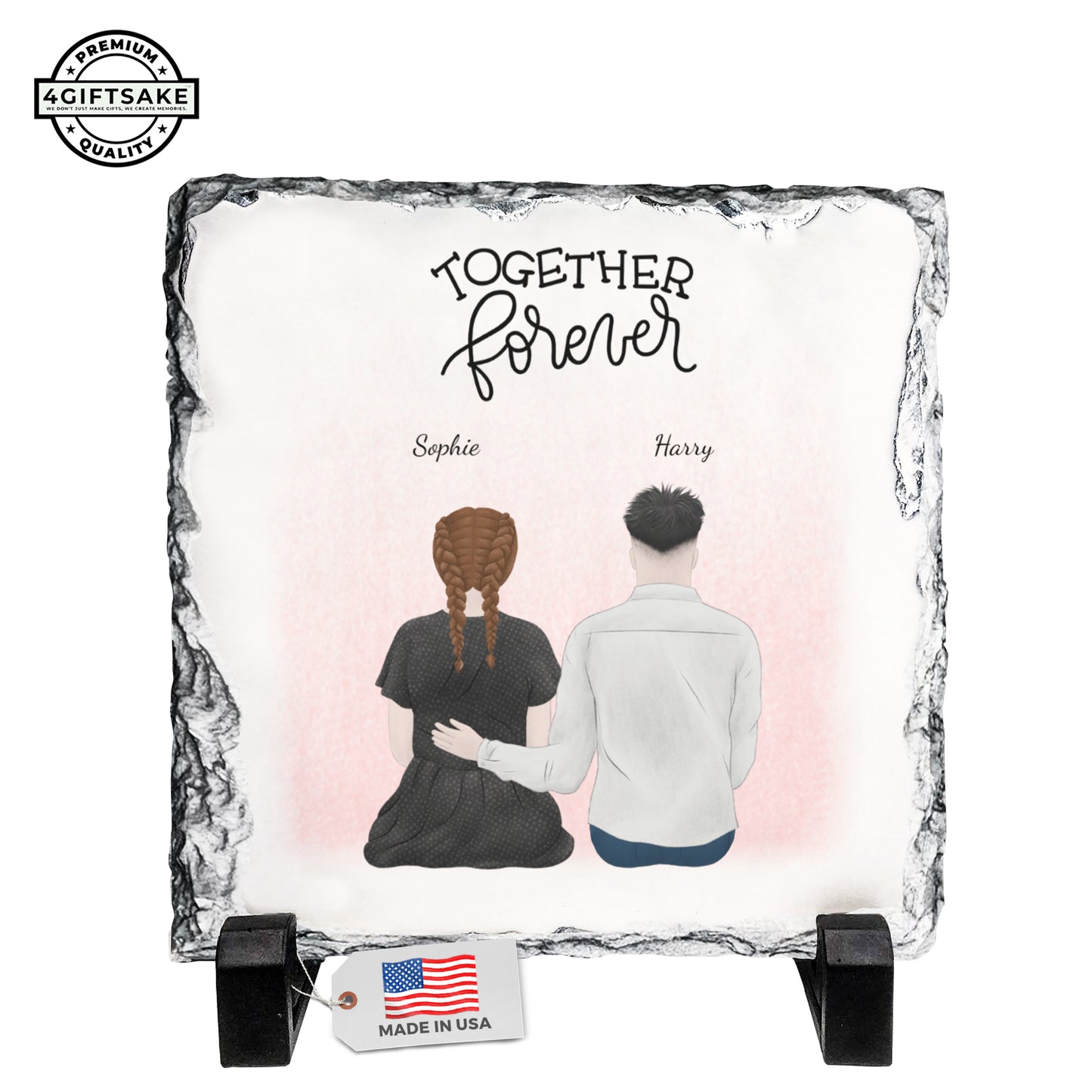 Valentine’s Day Personalized Couple Rock Slate – Romantic Custom Stone Plaque Gift