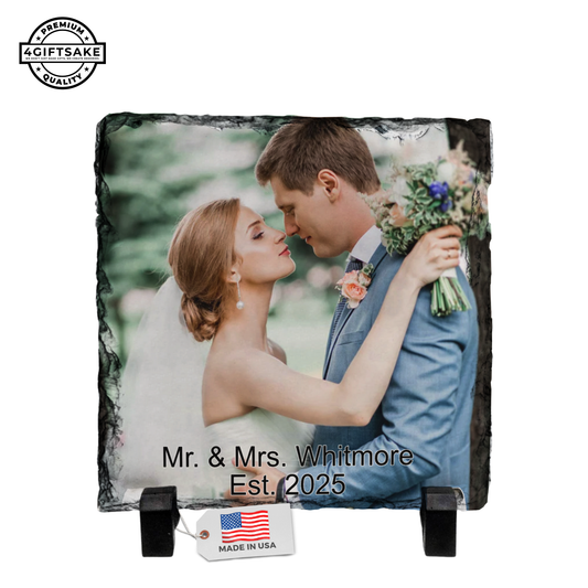 Wedding-Slate - Fully Customizable Stone Plaque Frame for Couples
