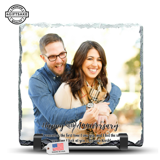Customized Anniversary Photo with Personalized Message - Rock Slate Frame