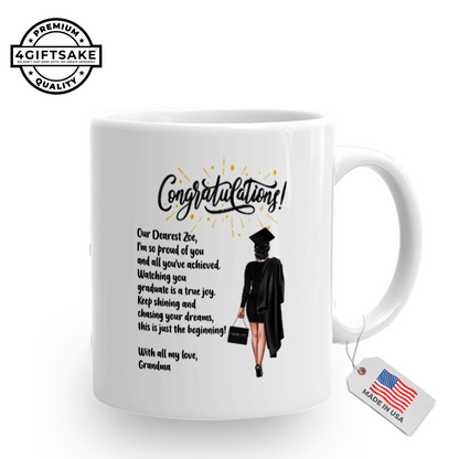 Graduating girl with a custom message - Class of 2025 - Personalized Double Sided Mug