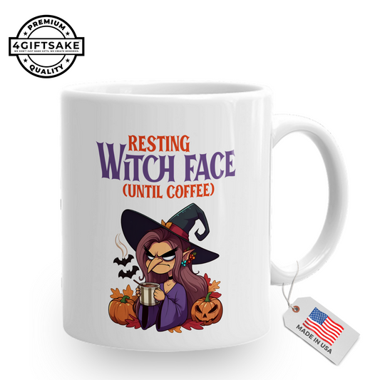Resting Witch Face -  Seasonal Themed Double Sided Personalized Mug for Fall and Halloween