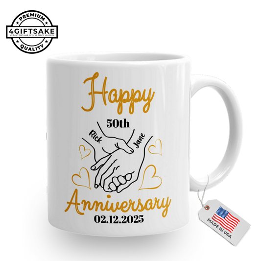 Happy Anniversary! Custom Names and Dates - Double Sided Personalized Mug