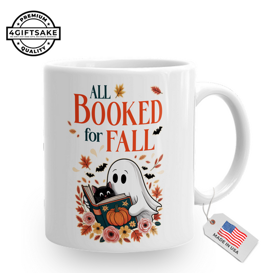 All Booked for Fall -  Seasonal Themed Double Sided Personalized Mug for Fall and Halloween