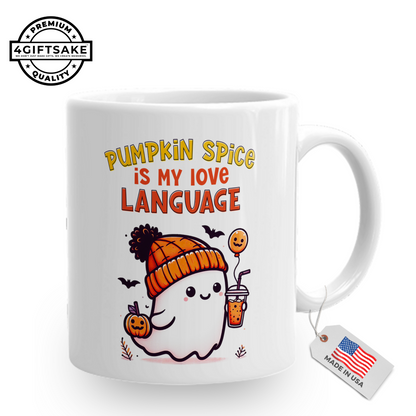 Pumpkin Spice is my Love Language -  Seasonal Themed Double Sided Personalized Mug for Fall and Halloween