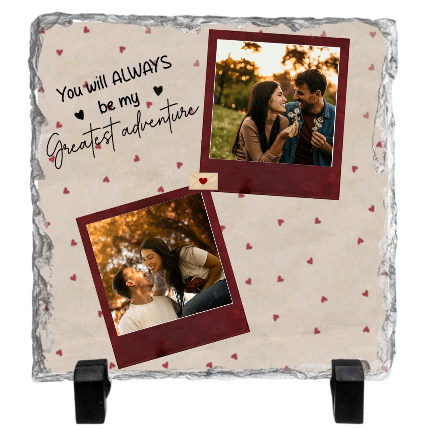 Personalized Couple Photo Rock Slate Plaque – Custom Couple Photo