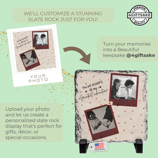 Personalized Couple Photo Rock Slate Plaque – Custom Couple Photo