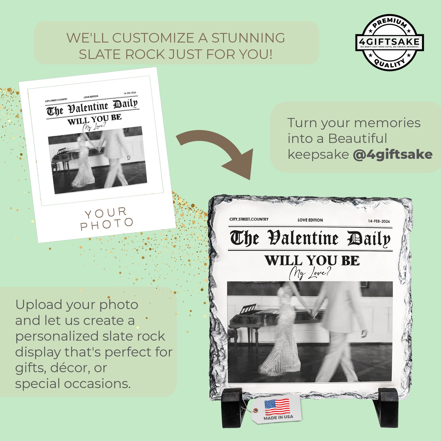 The Valentine Daily Slate Plaque – Personalized Couple Photo Valentine Gift
