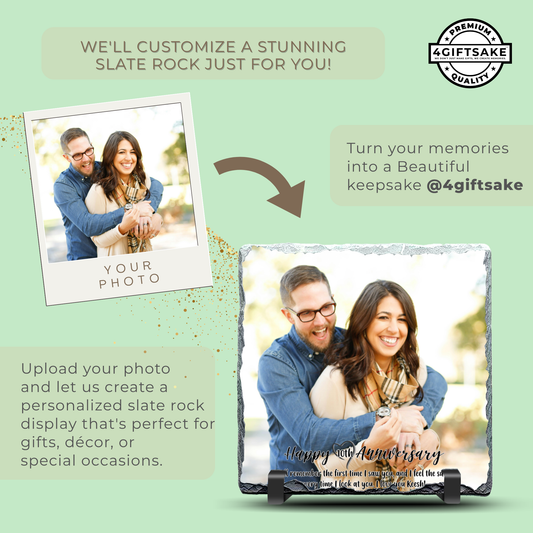 Customized Anniversary Photo with Personalized Message - Rock Slate Frame