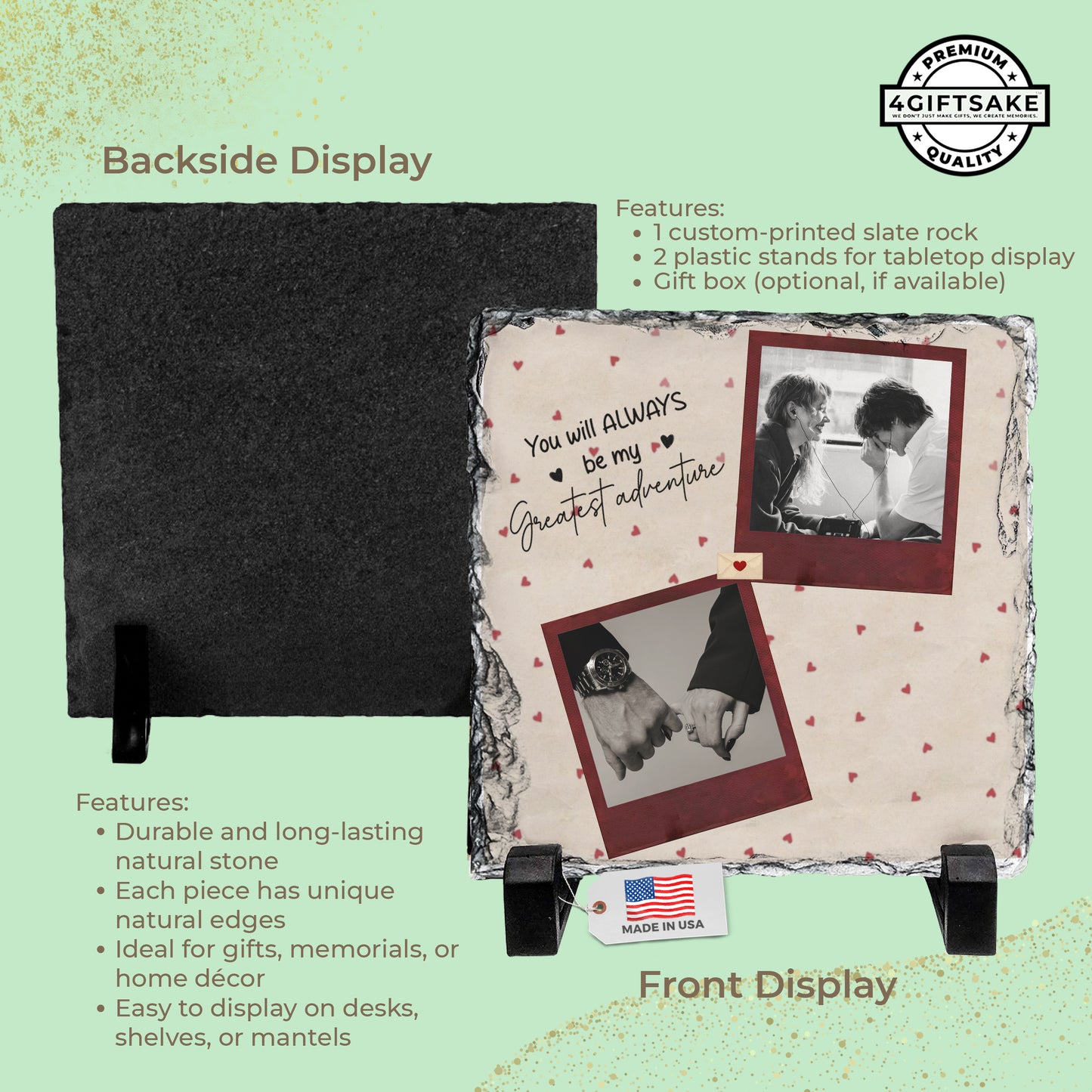 Personalized Couple Photo Rock Slate Plaque – Custom Couple Photo