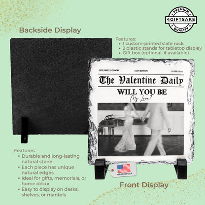 The Valentine Daily Slate Plaque – Personalized Couple Photo Valentine Gift