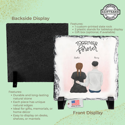 Valentine’s Day Personalized Couple Rock Slate – Romantic Custom Stone Plaque Gift