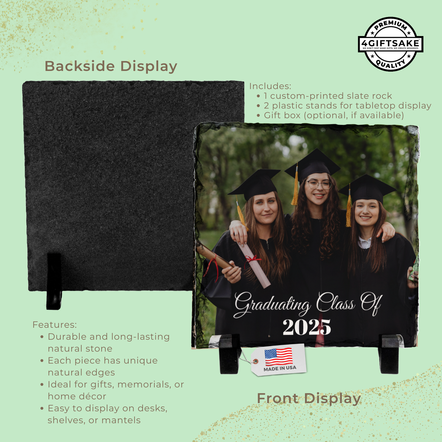 Grad-Slate - Fully Customizable Stone Plaque Frame For Graduates