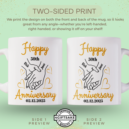 Happy Anniversary! Custom Names and Dates - Double Sided Personalized Mug