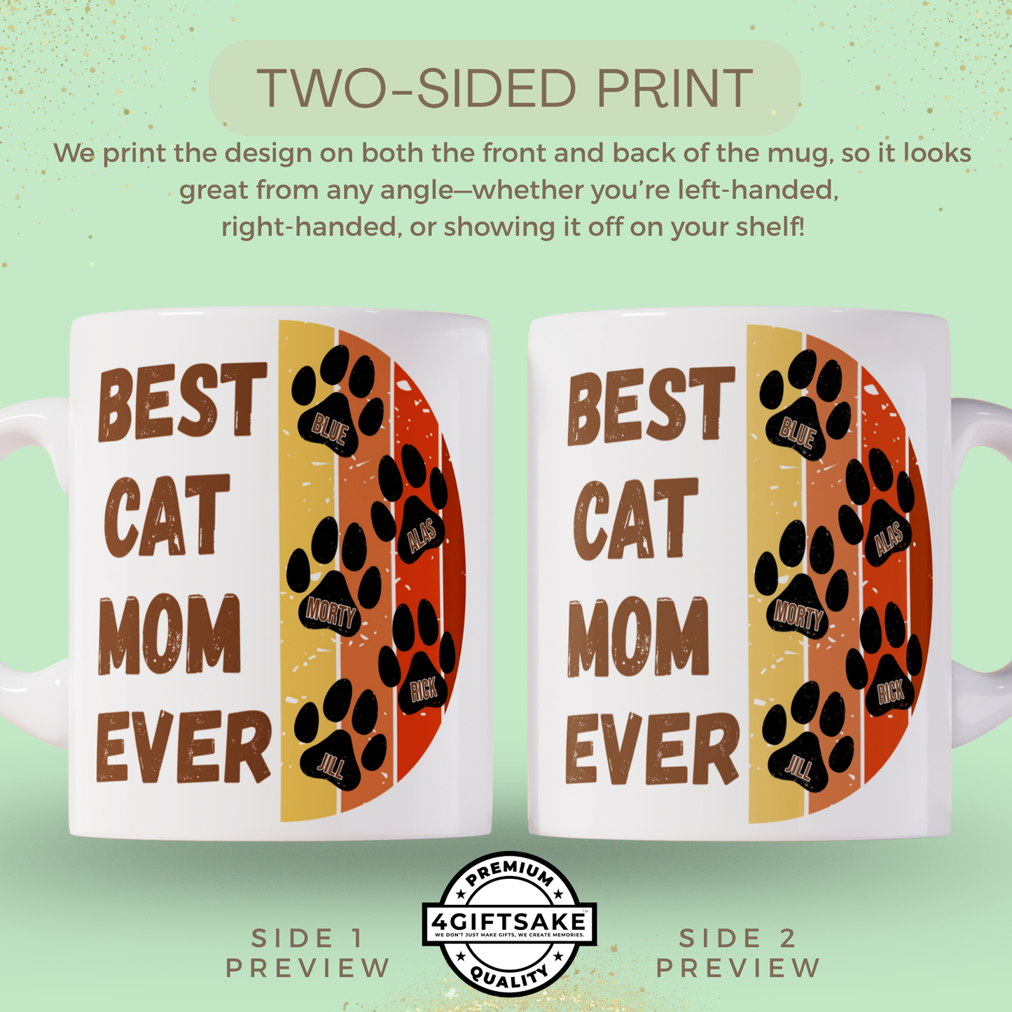 Best Cat Mom Ever - Double Sided Personalized Mug