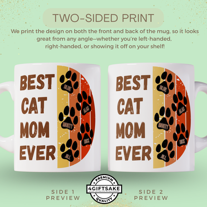 Best Cat Mom Ever - Double Sided Personalized Mug