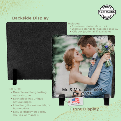 Wedding-Slate - Fully Customizable Stone Plaque Frame for Couples