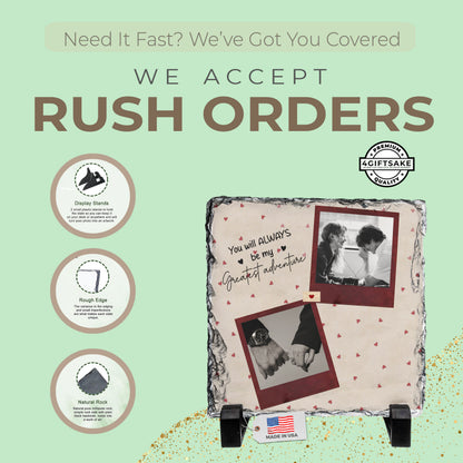 Personalized Couple Photo Rock Slate Plaque – Custom Couple Photo