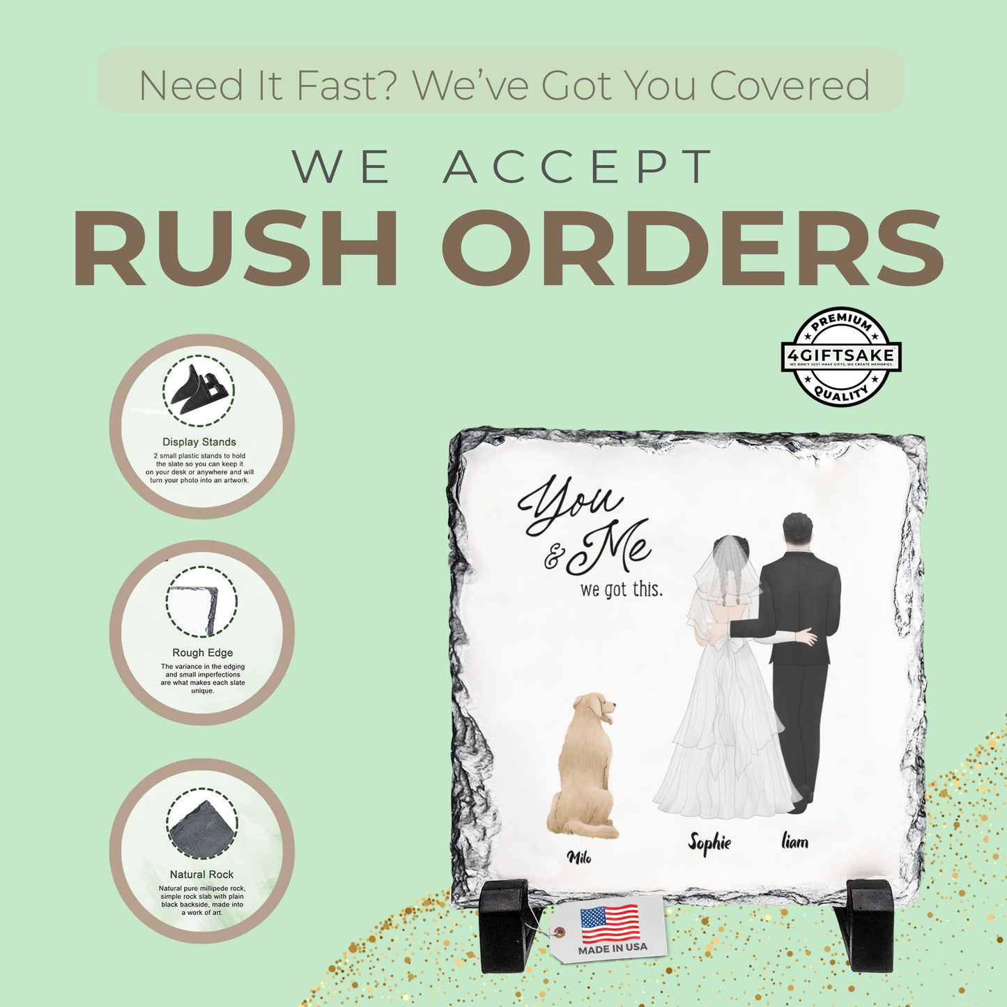 Love, Loyalty & Us – Custom Couple Illustration Slate with Beloved Pet