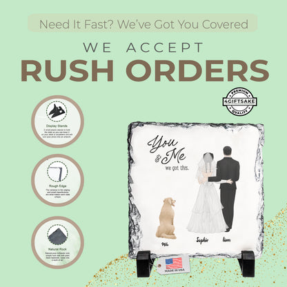 Love, Loyalty & Us – Custom Couple Illustration Slate with Beloved Pet