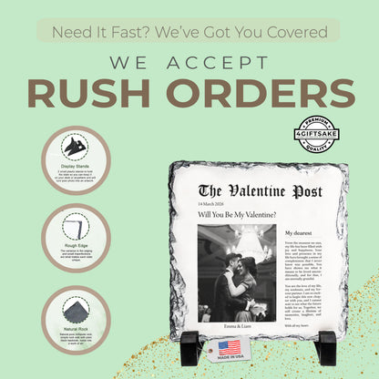 The Valentine Post Rock Slate – Personalized Couple Photo & Date Plaque