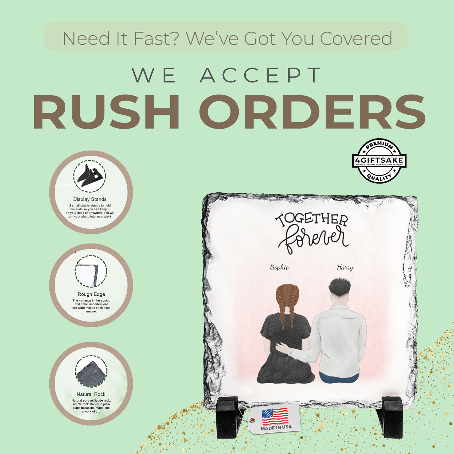 Valentine’s Day Personalized Couple Rock Slate – Romantic Custom Stone Plaque Gift