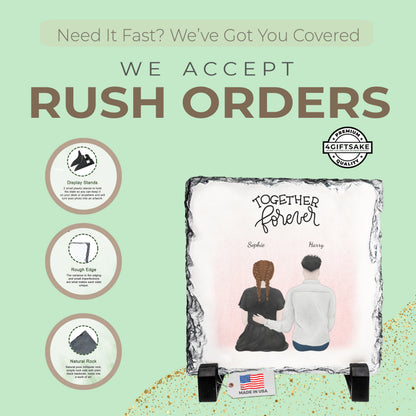 Valentine’s Day Personalized Couple Rock Slate – Romantic Custom Stone Plaque Gift