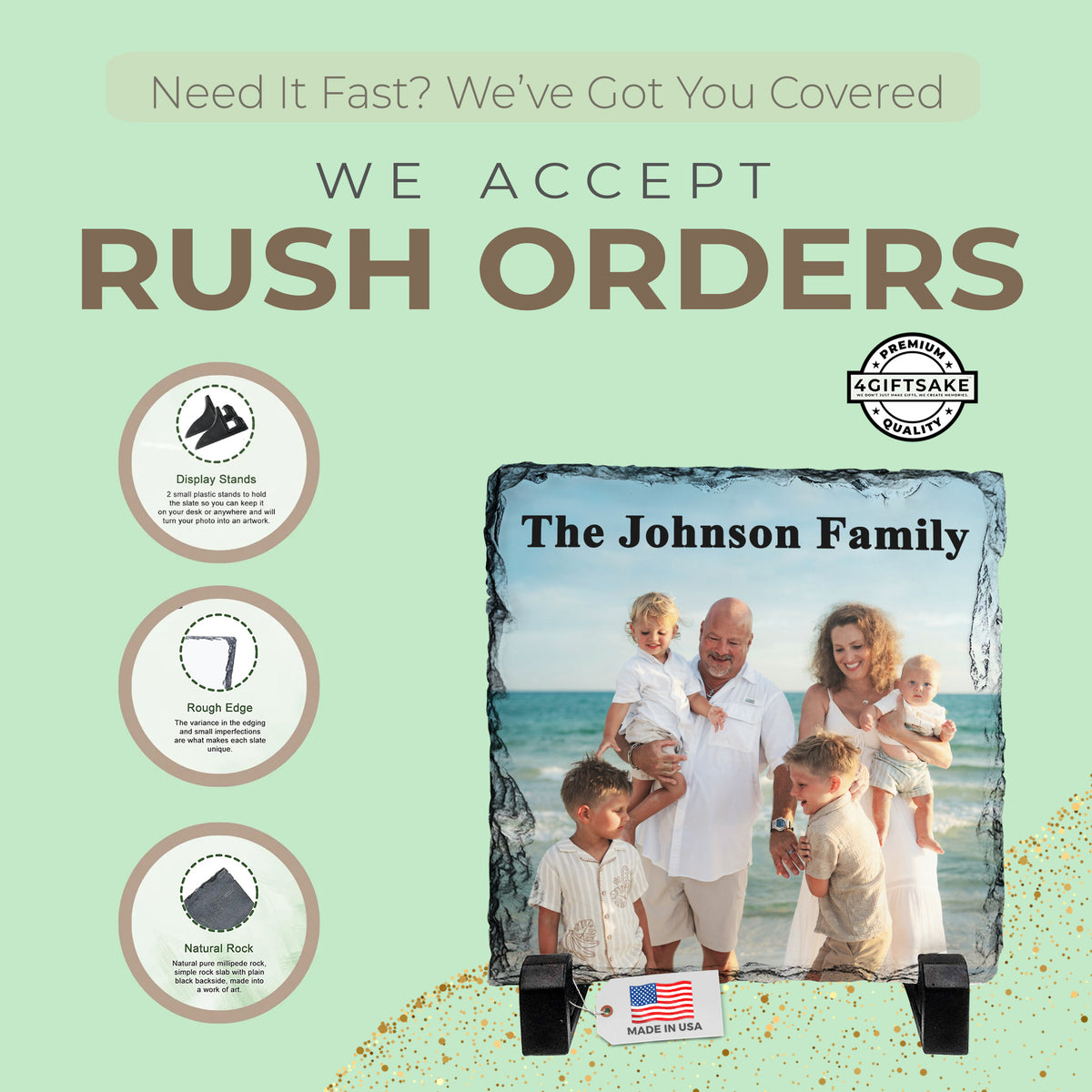 Family-Slate - Fully Customizable Stone Plaque Frame For Your Family