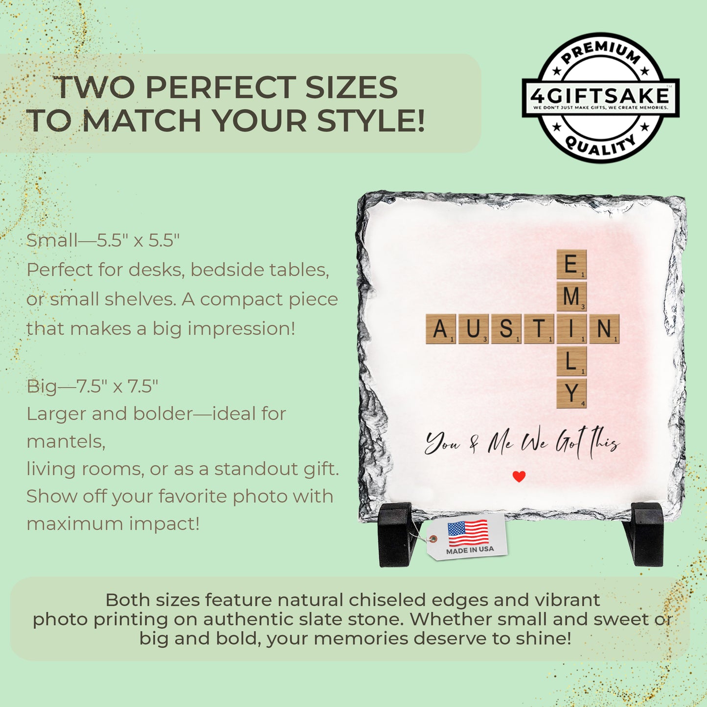 Personalized Couple Name Rock Slate – Romantic Crossword Stone Plaque