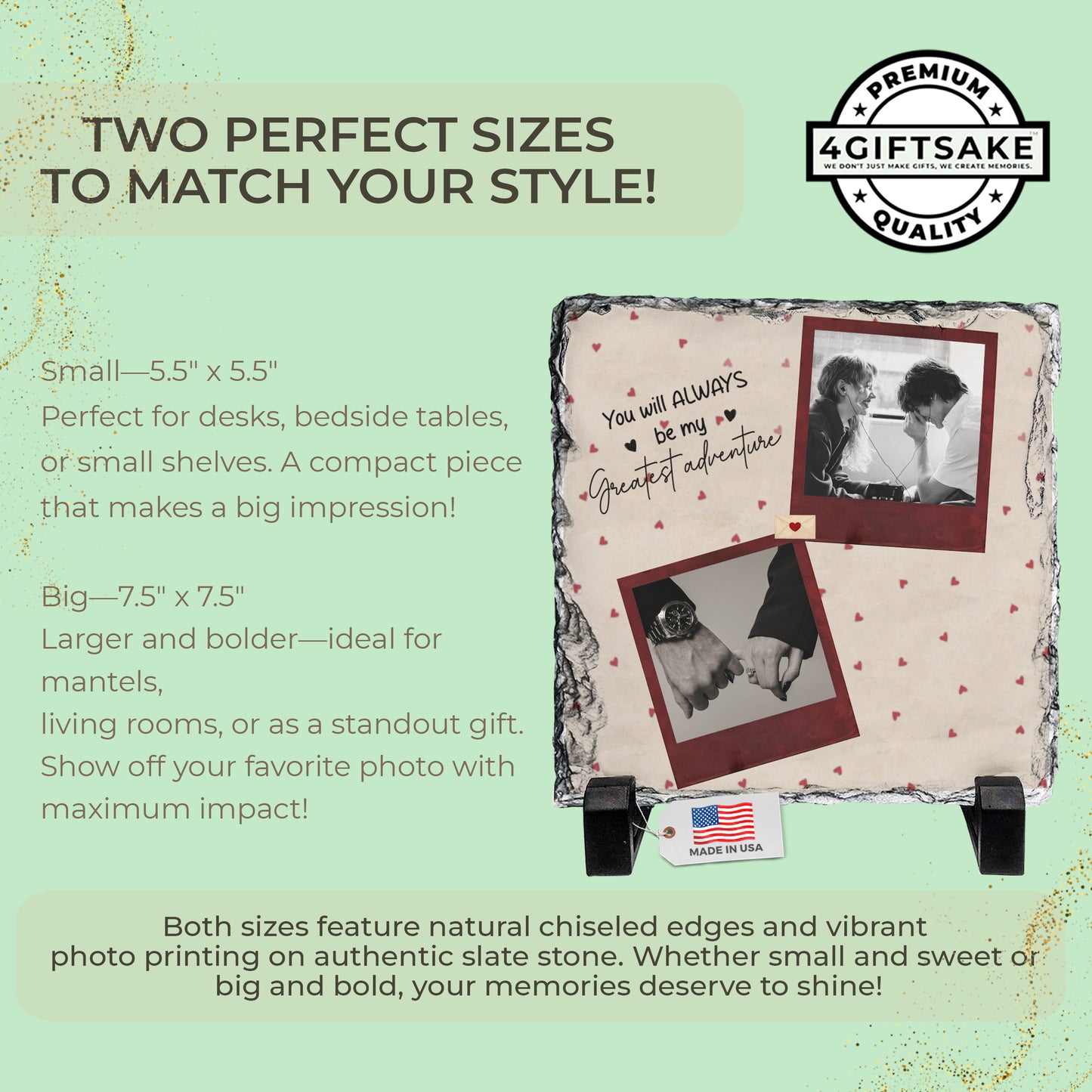 Personalized Couple Photo Rock Slate Plaque – Custom Couple Photo