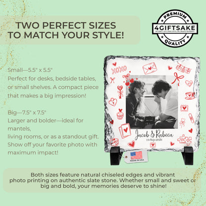 Personalized Love Rock Slate – Custom Couple Photo Stone Plaque with Names