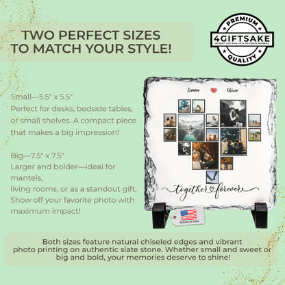 Love Story Slate – Personalized Stone Photo Collage Plaque for Couples