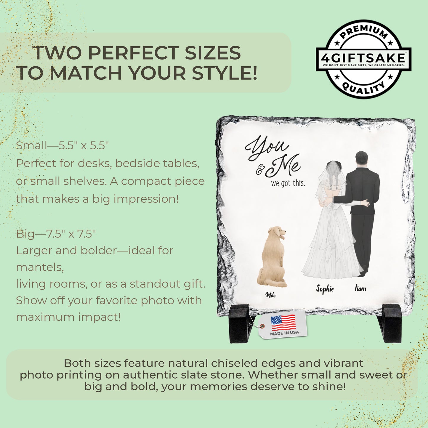 Love, Loyalty & Us – Custom Couple Illustration Slate with Beloved Pet