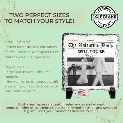 The Valentine Daily Slate Plaque – Personalized Couple Photo Valentine Gift