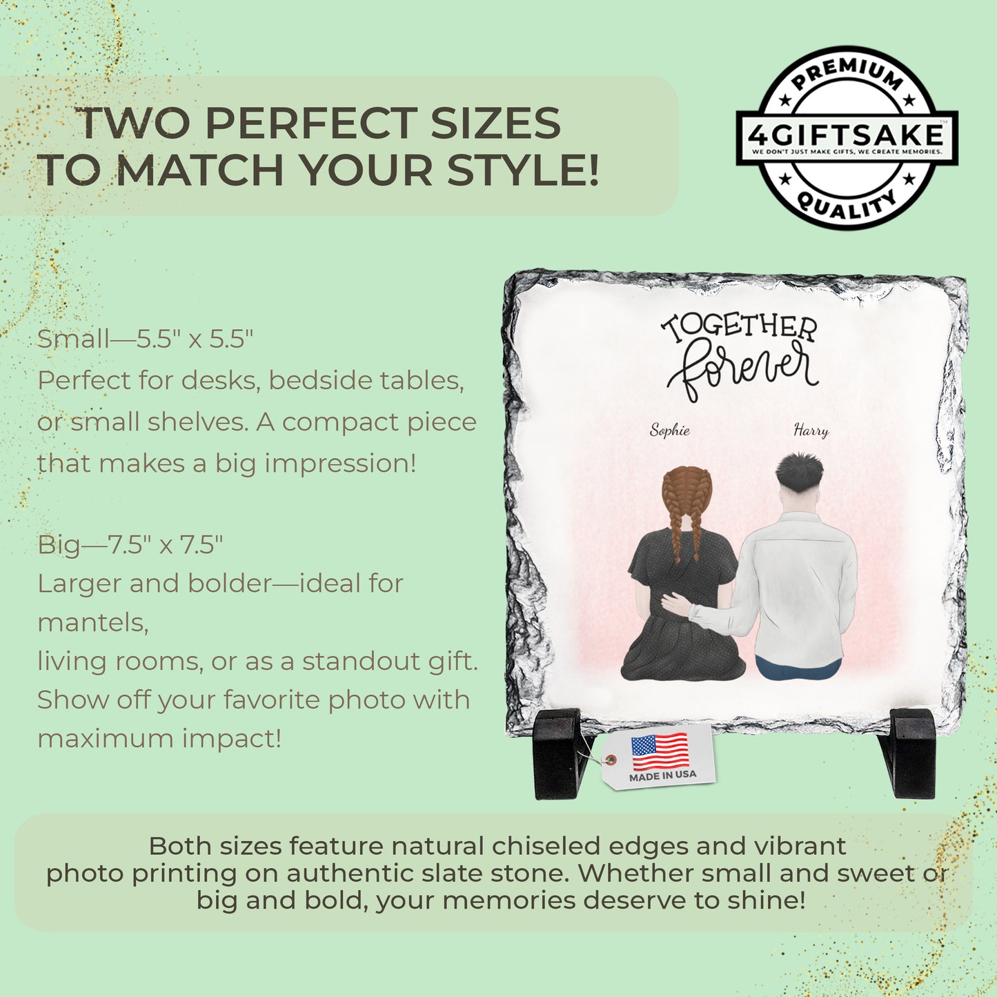 Valentine’s Day Personalized Couple Rock Slate – Romantic Custom Stone Plaque Gift