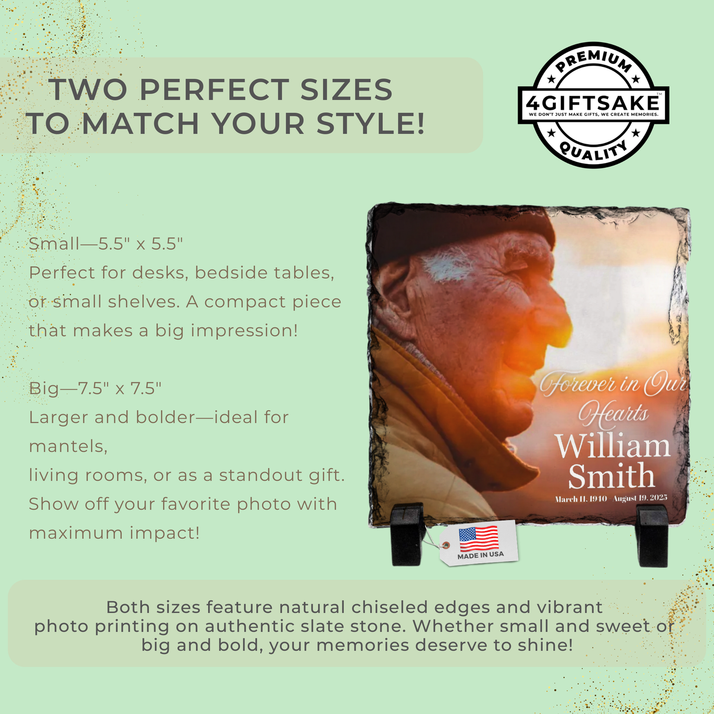 Memorial-Slate - Fully Customizable Stone Plaque Frame To Remember A Loved One