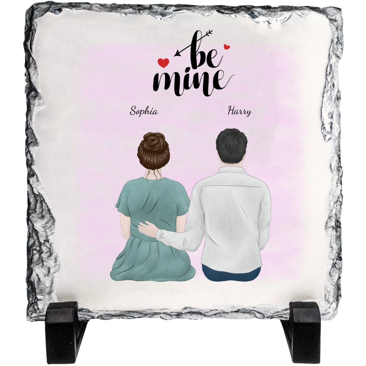 Valentine’s Day Personalized Couple Rock Slate – Romantic Custom Stone Plaque Gift