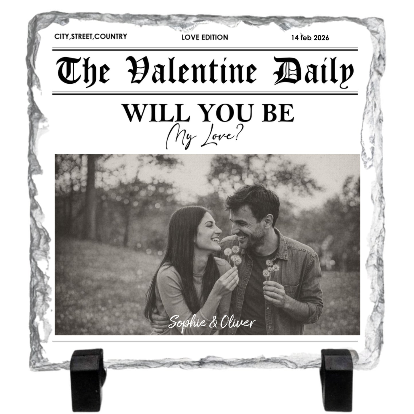 The Valentine Daily Slate Plaque – Personalized Couple Photo Valentine Gift