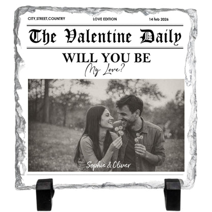 The Valentine Daily Slate Plaque – Personalized Couple Photo Valentine Gift