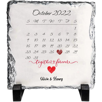 Personalized Rock Slate Gift – The Day We Met Calendar with Custom Names