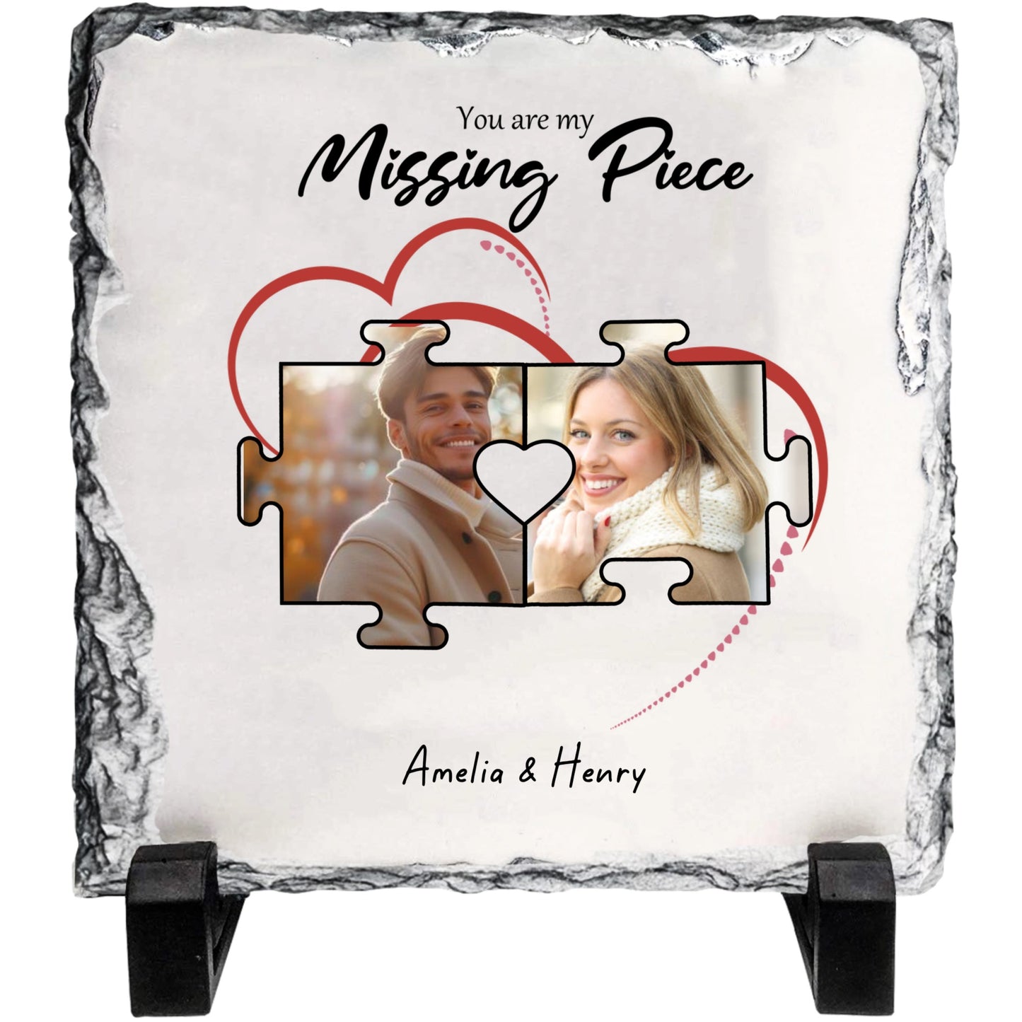 Personalized “You Are My Missing Piece” Puzzle Couple Rock Slate – Custom Photo Stone Plaque