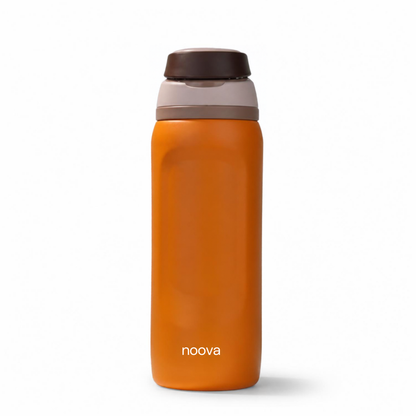 Orange Brown 32oz  NOOVA Insulated Water Bottle Leak-Proof Insulated Stainless Steel Tumbler with Straw Sports Water Bottle Cold 24h Hot18h Thermos Travel Gift Beach Gym Accessories Women Men Kids Cup