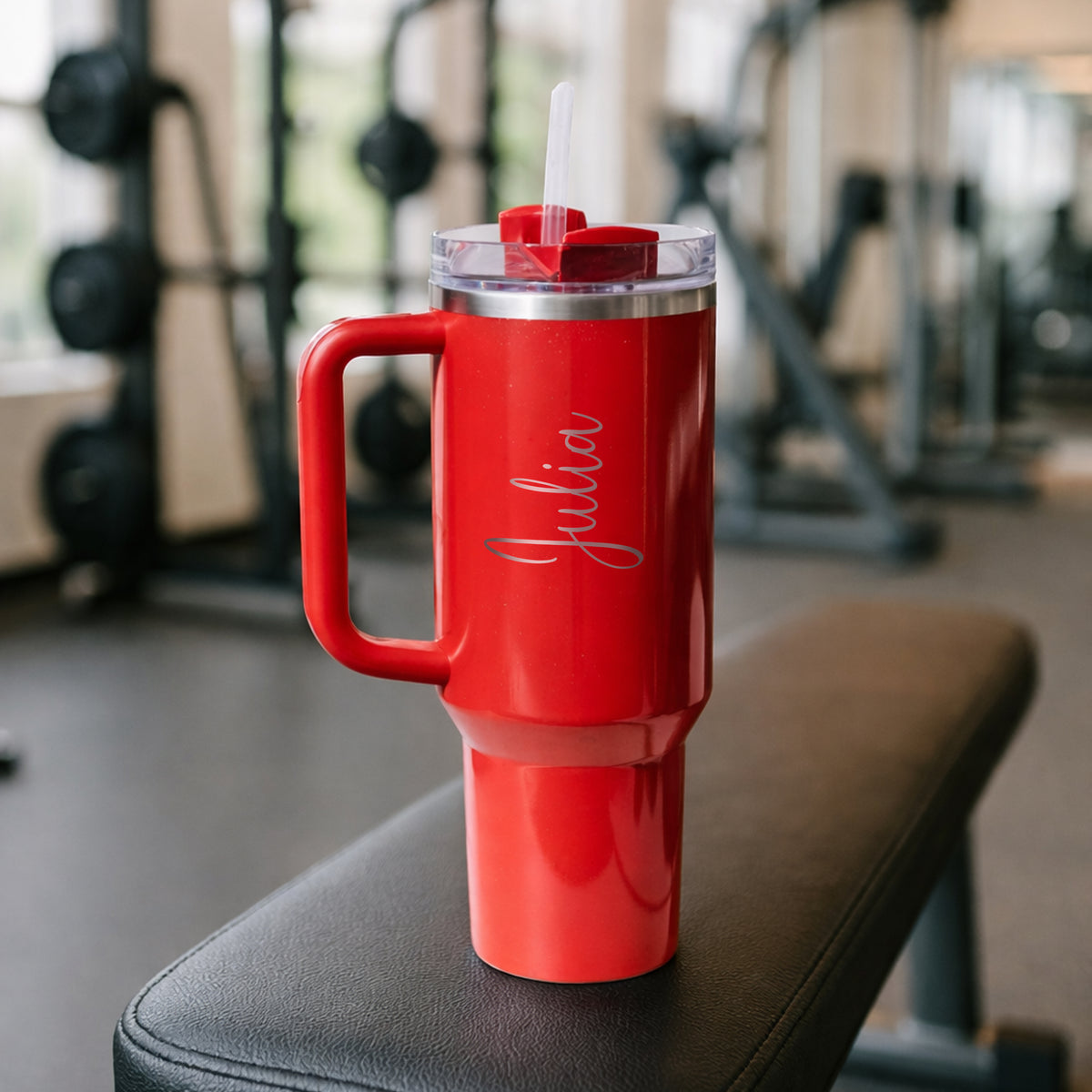 Personalized STANLEY 40oz Stainless Steel H2.0 Flowstate Quencher Tumbler Limited Edition - Red Delicious