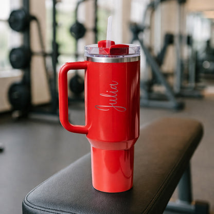 Personalized STANLEY 40oz Stainless Steel H2.0 Flowstate Quencher Tumbler Limited Edition - Red Delicious